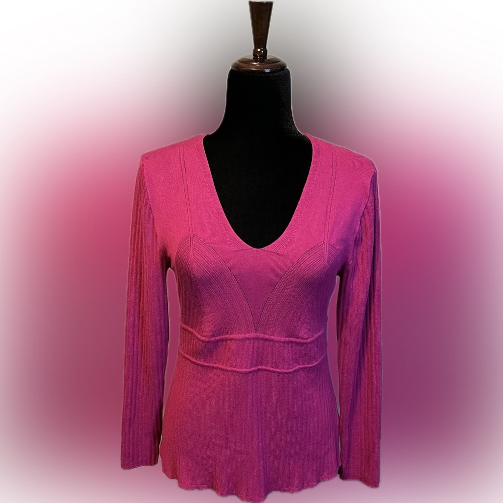 Jessica Simpson Adrielle Long Sleeve Sweater Top in Festival Fuchsia size L - Picture 4 of 14